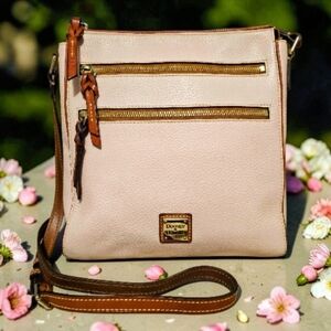 Dooney & Bourke Blush Pink Large Peyton Pebbled Leather Triple Zip Crossbody